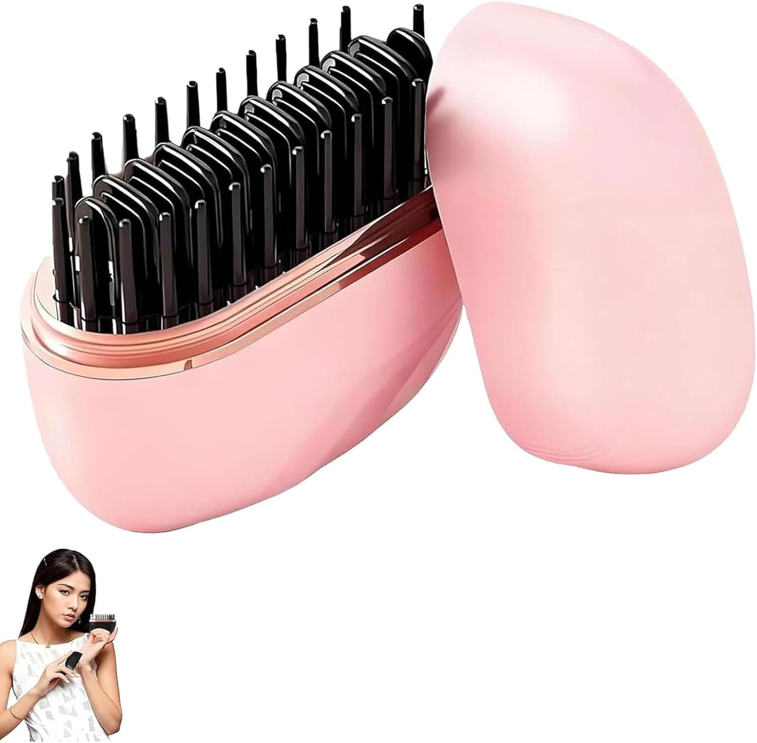 Mini Hair Straightener, Rechargeable Portable Hair Straightener Brush, Fast Heating Hot Comb for Home Travel Gift, 3-Speed Temperature Control, Anti Scald Shell, Lightweight and Portable (Pink)